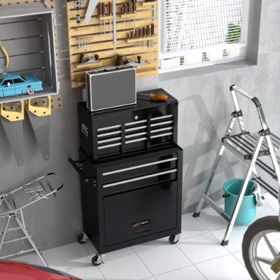 8-Drawer Rolling Tool Chest with Lockable Top Box, 4 Colors
