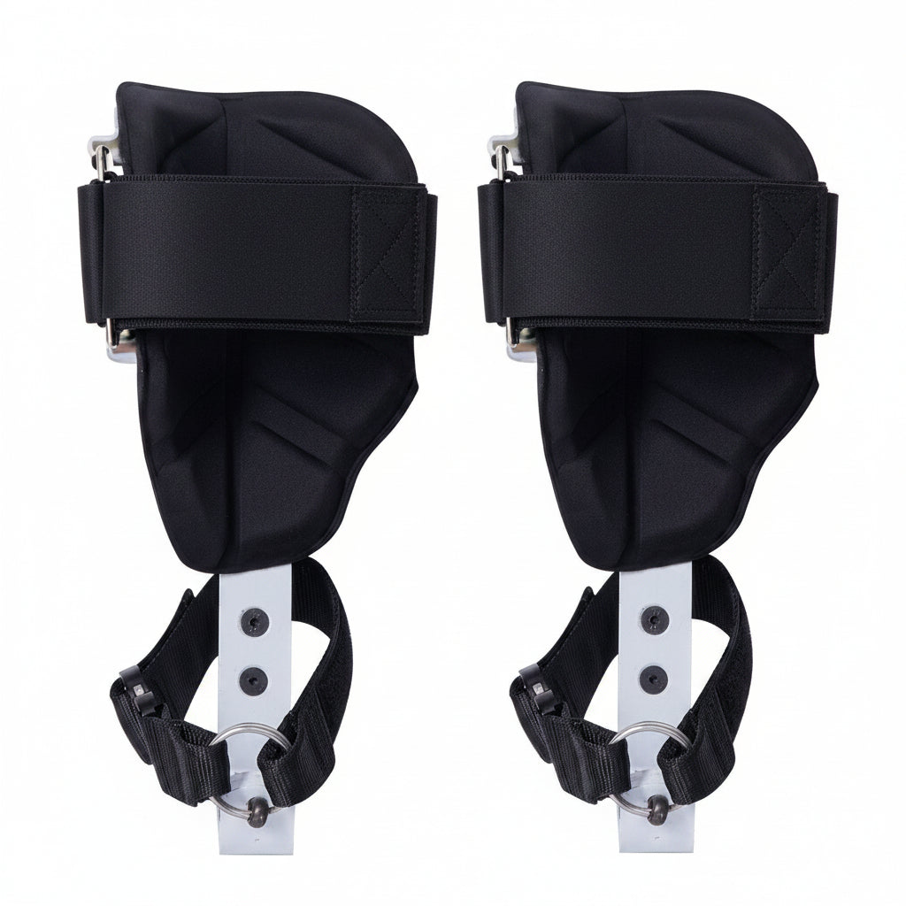 Pair of black leg straps with Vevor branding on a white background