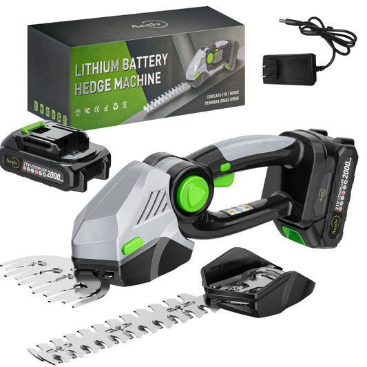 Cordless Hedge Trimmer 2-in-1 with Grass Shears & 21V Battery Kit