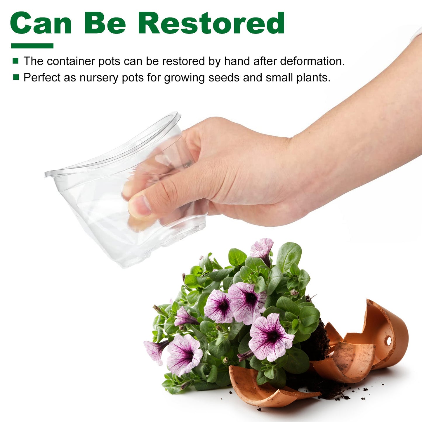 30-Pack Clear Nursery Starter Pots with Humidity Domes – 9-Hole Drainage, Reusable