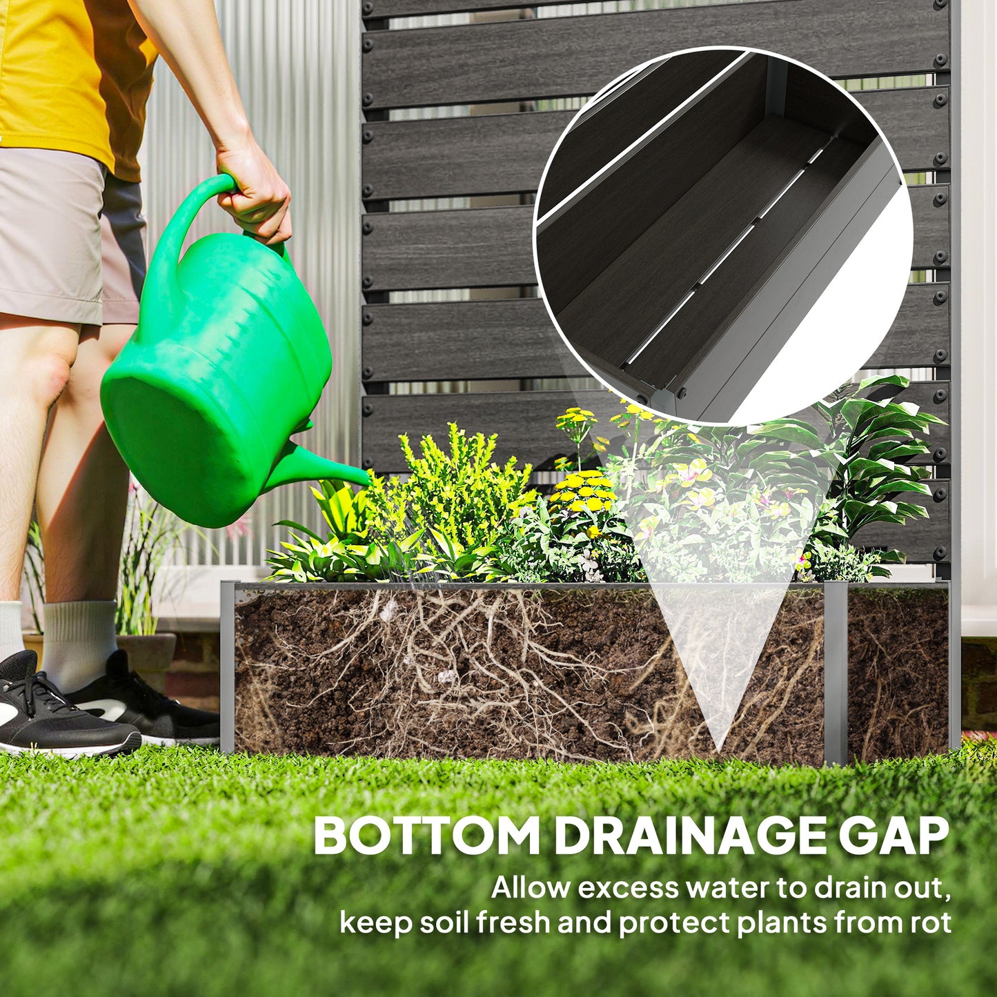 Raised Garden Bed with Trellis for Climbing Plants, 35.75" x 70.75", Black