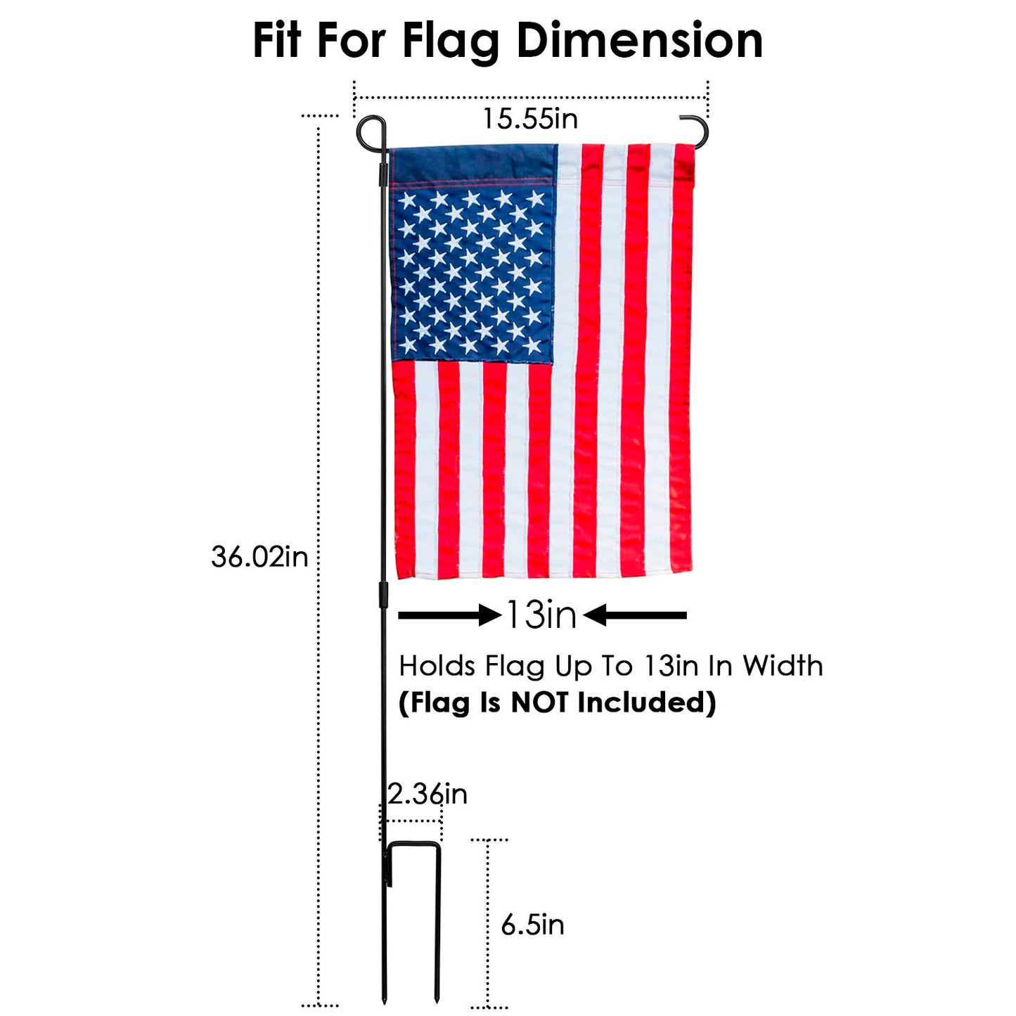 Garden Flag Stand 36" - Weather Resistant Iron Pole Holder for 12.5x18" Flags