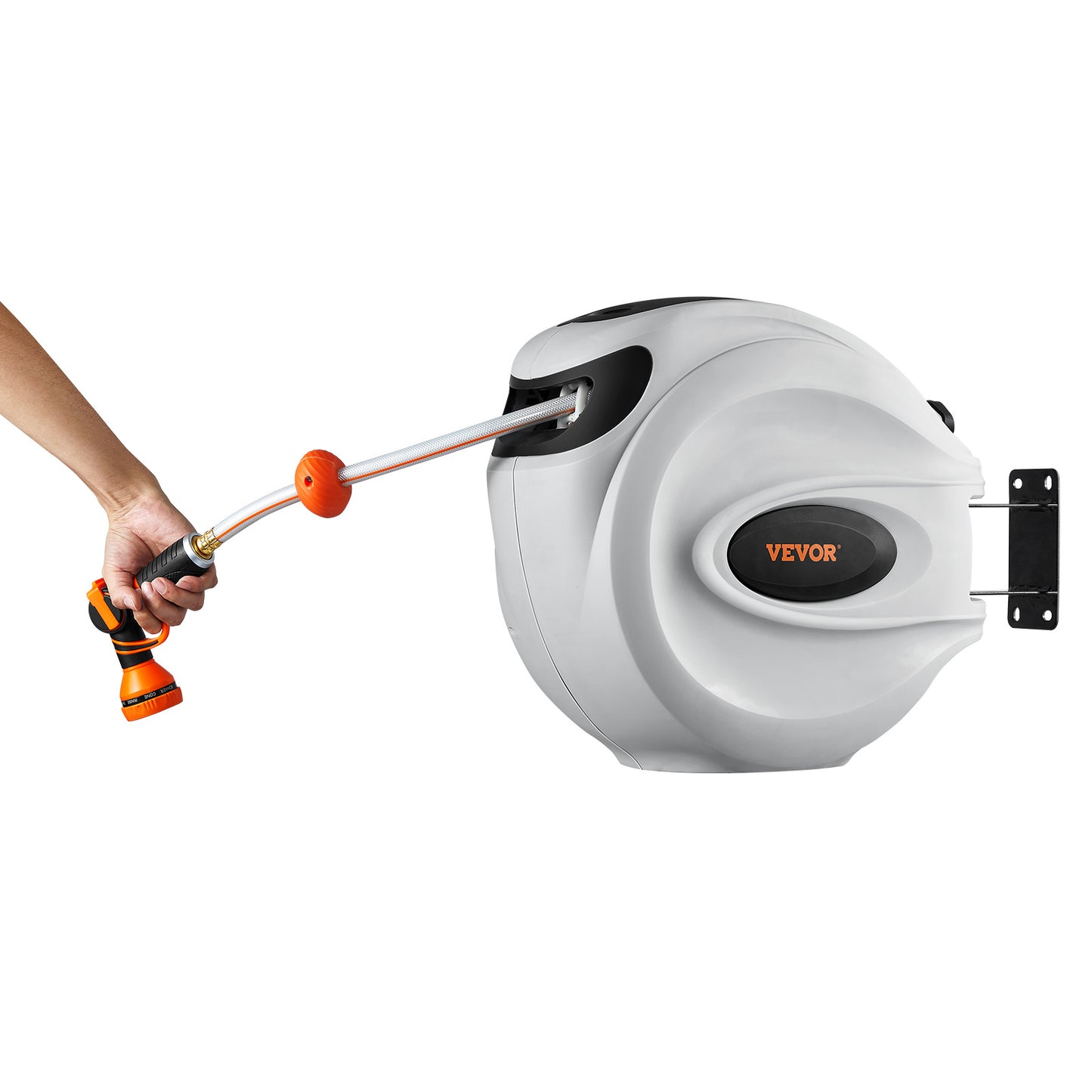 VEVOR Retractable Hose Reel 100ft - Auto Rewind Wall Mount with 9-Pattern Nozzle