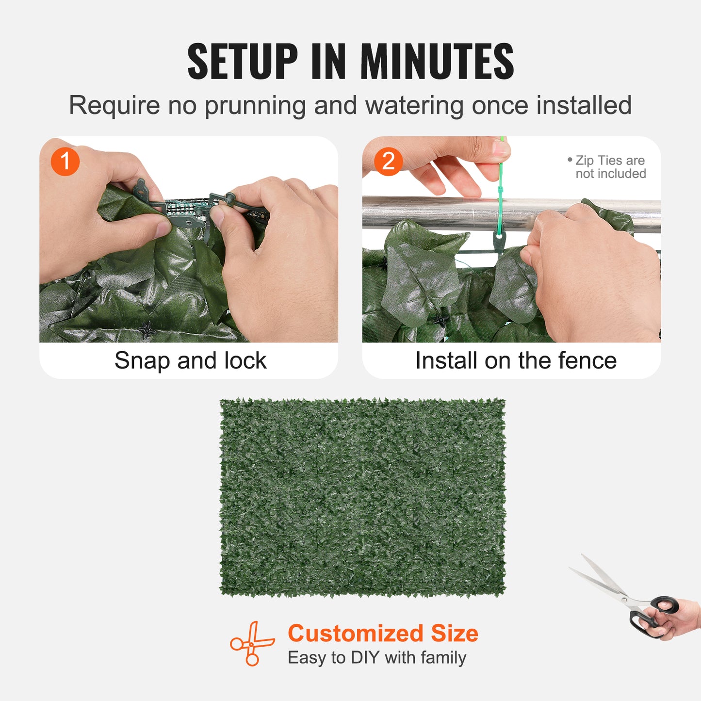 Artificial Ivy Privacy Fence Screen 96x72" Outdoor Greenery Panel