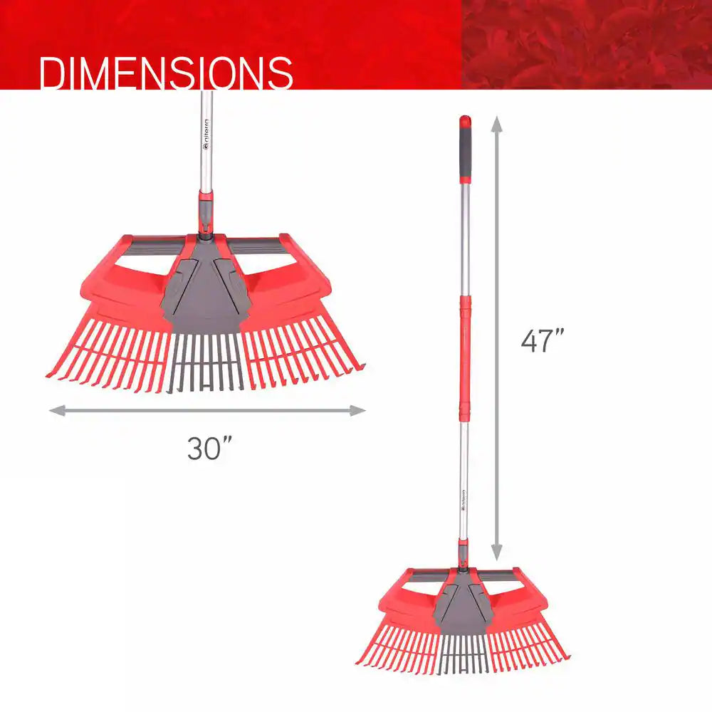 30 In. W 3-In-1 Aluminum Handle Leaf Rake