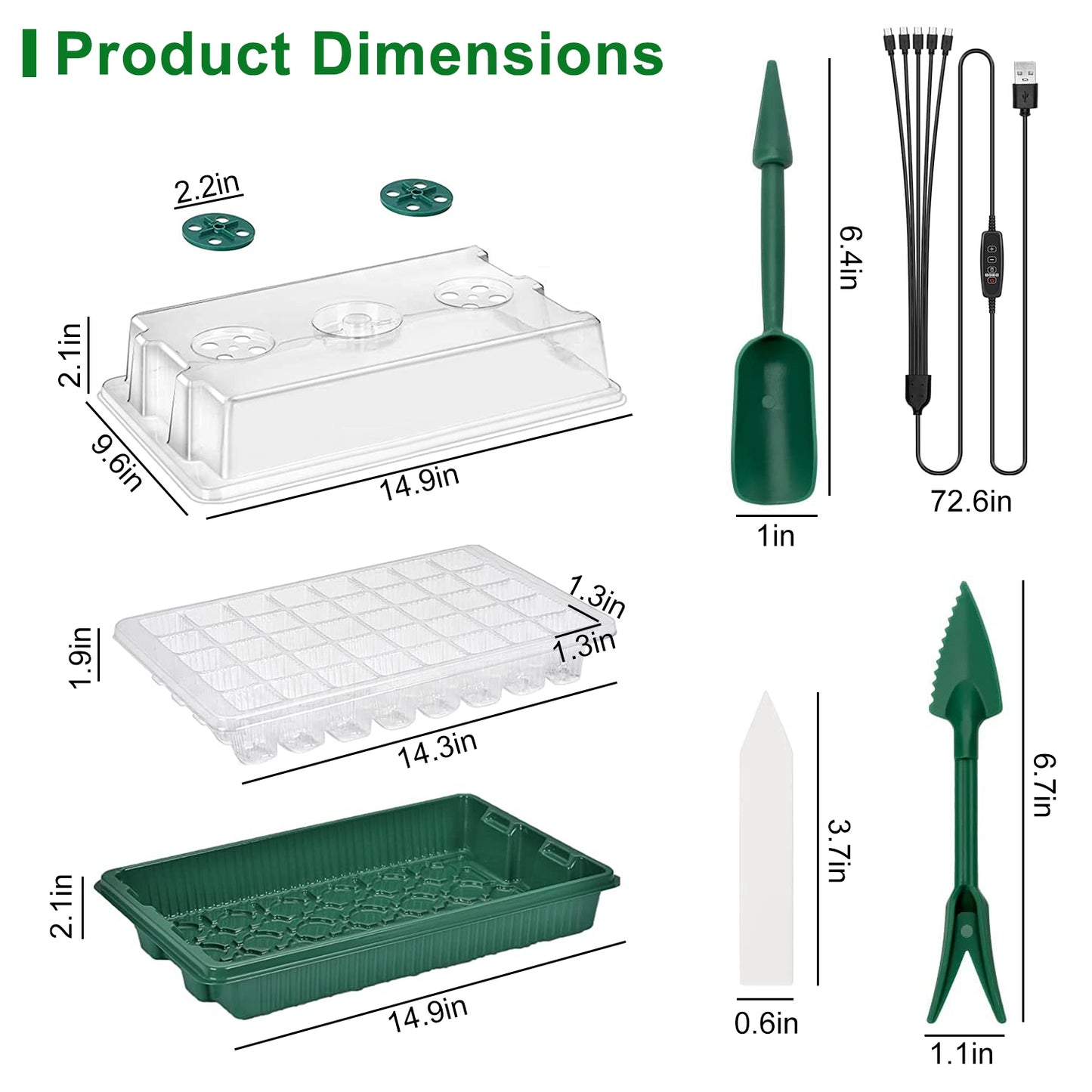 2-Pack Seed Starter Tray with LED Grow Lights - 40 Cell Propagation Kit