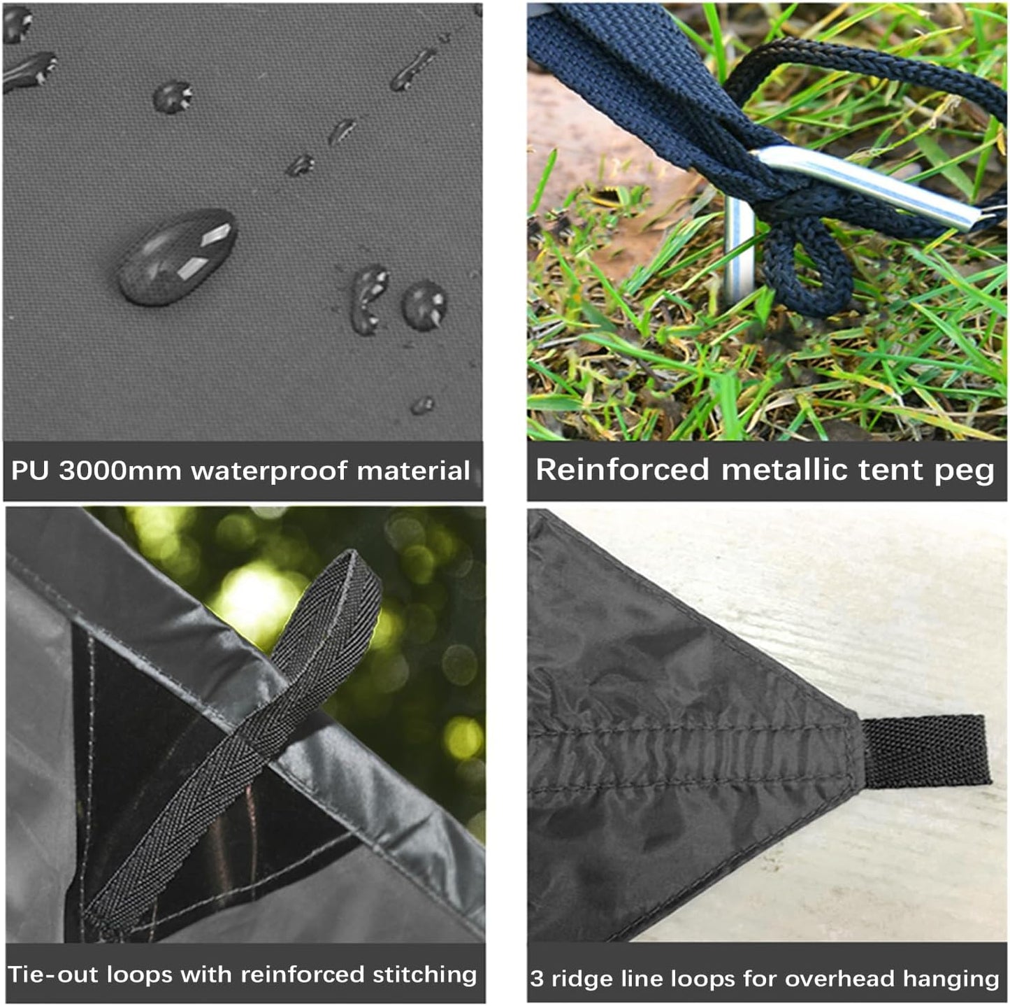 Tent Tarp, Picnic Mat Camping Tarp Tent Hammock Tarp, Pu Waterproof Camping Tarp Tent Rain Fly Picnic Mat Survival Shelter Sunshade