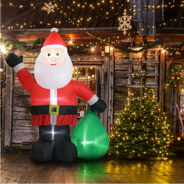 6ft Christmas Inflatable Santa Decoration with LED Lights for Outdoor Yard