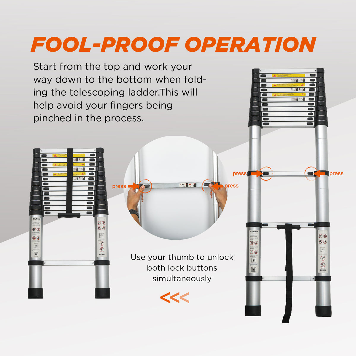 14.5 FT Telescoping Aluminum Ladder - Lightweight Extension Ladder