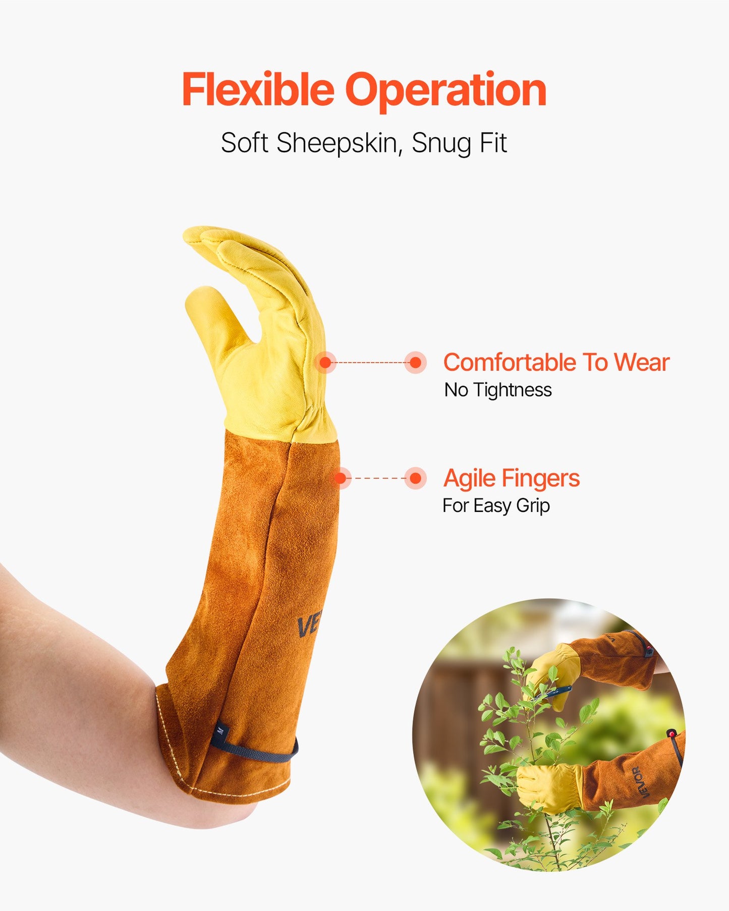Thorn Proof Gardening Gloves | Long Leather Rose Pruning Gloves for Men & Women