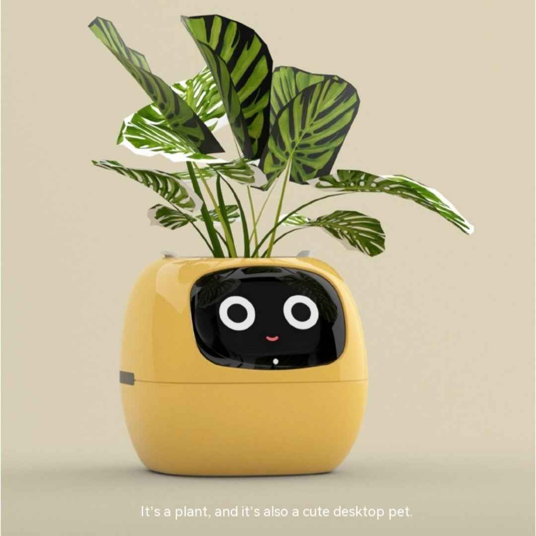 AI Smart Planter with 7 Sensors, Water Level Monitor & Mood Display