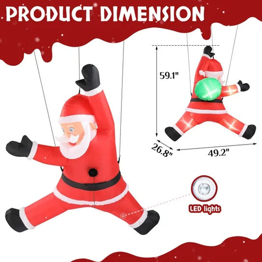4.9 FT Christmas Inflatable Santa Decoration with LED Lights for Outdoor Yard Decor