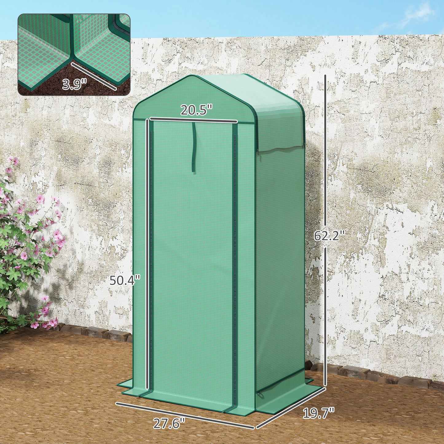 4-Tier Mini Greenhouse with Mesh Roof & PE Cover (27.6x19.7x62 in)