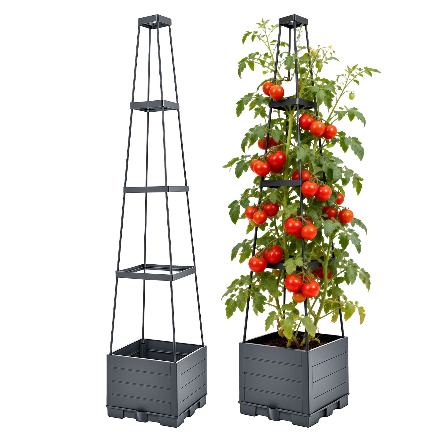 2-Pack Self-Watering Planter Box with Adjustable Trellis, 56in