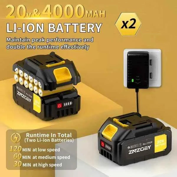 Cordless Leaf Blower, 580 CFM, 160 MPH with 4.0Ah Battery