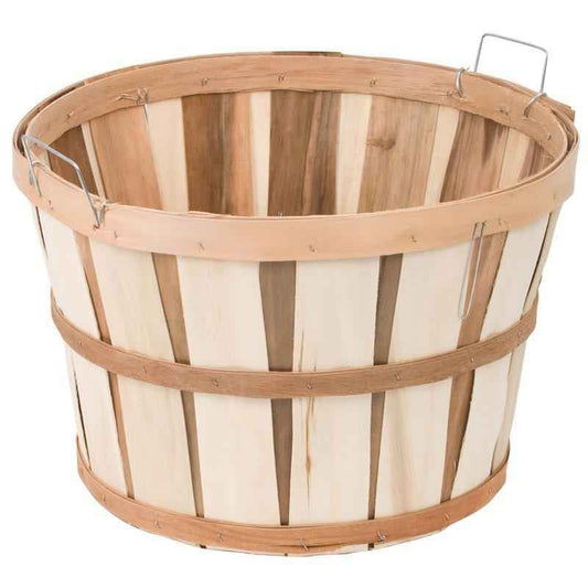 Wooden 1-Bushel Harvest Basket with Two Handles