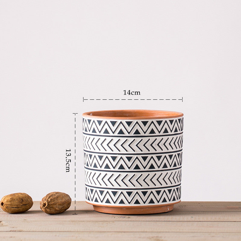 Nordic Geometric Ceramic Flower Pots Set – 3 Sizes