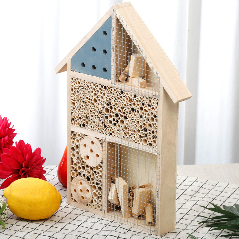 Mason Bee House & Insect Hotel | Handcrafted Pine Pollinator Habitat for Garden