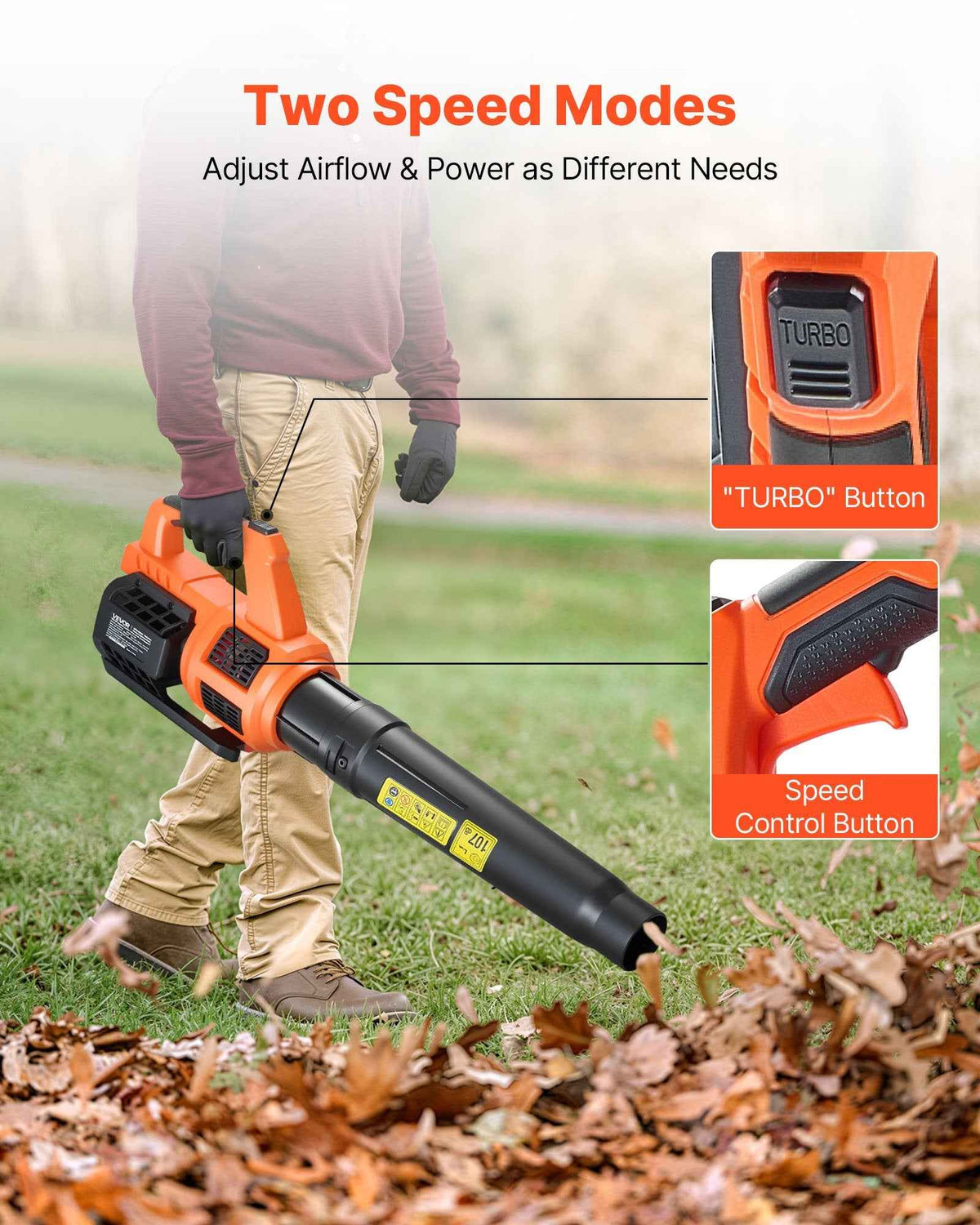 20V Cordless Leaf Blower, 450 CFM, 110 MPH with 2.0Ah Battery