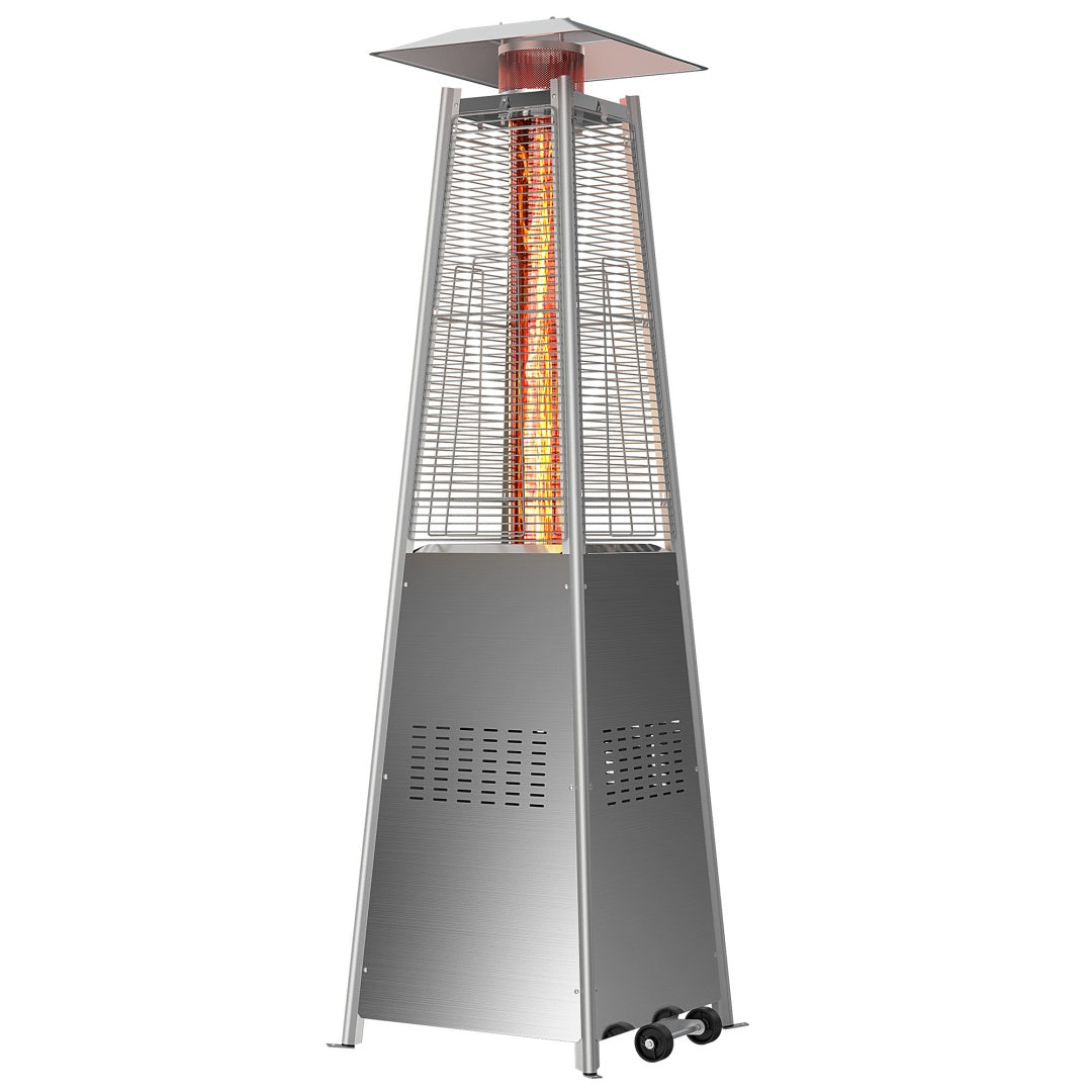 48,000 BTU Propane Pyramid Patio Heater with LED Lights, Wheels & Safety