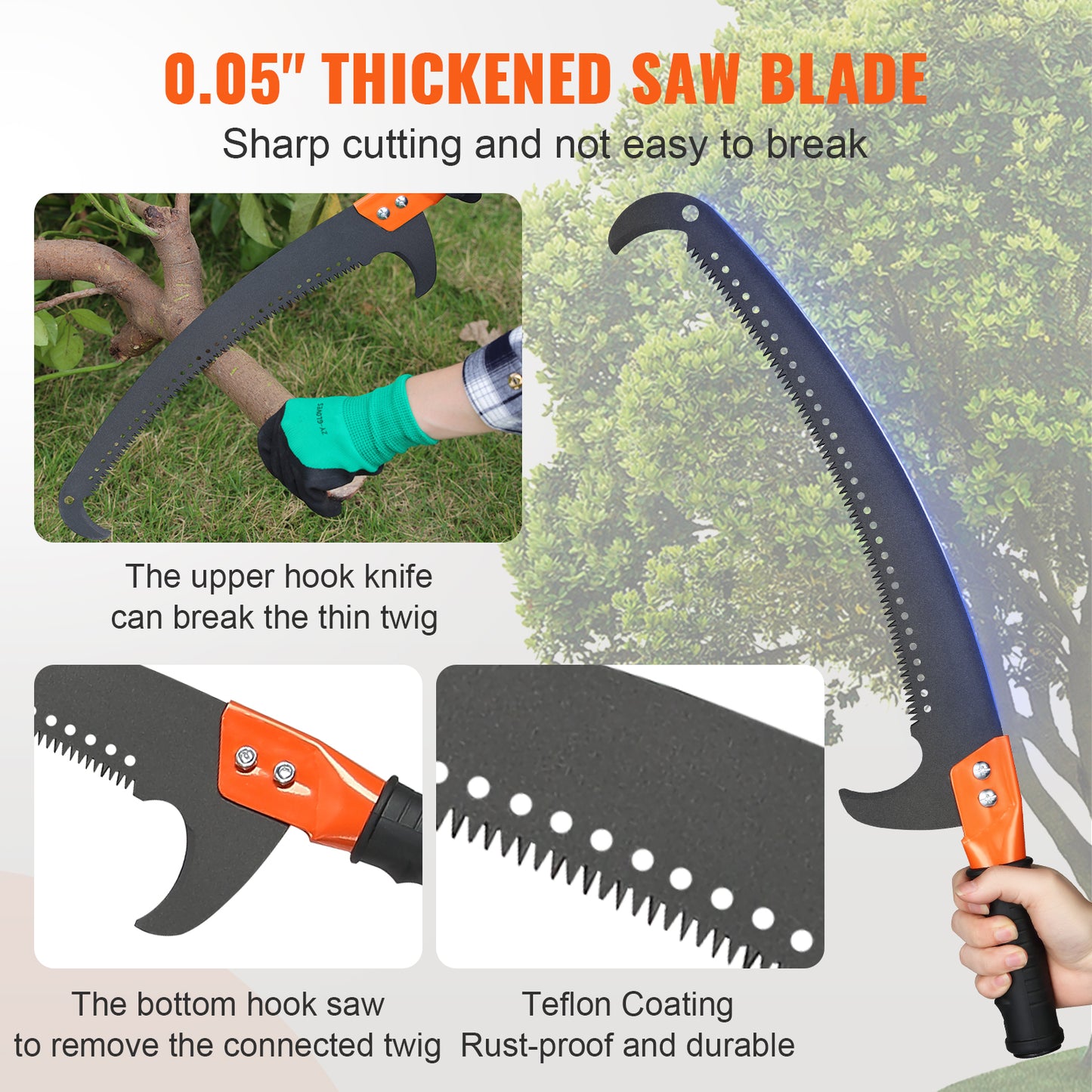 Extendable Manual Pole Saw 7.3-27 Ft - Tree Pruner with Scissors