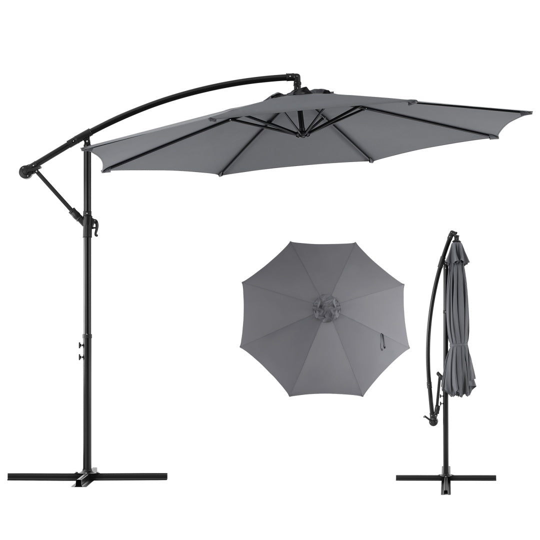 9.8 ft Cantilever Patio Umbrella – UPF 50+, Crank Tilt, Vented Canopy, 73.2 Sq Ft Shade