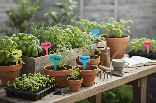 Colorful plastic tags on a white background