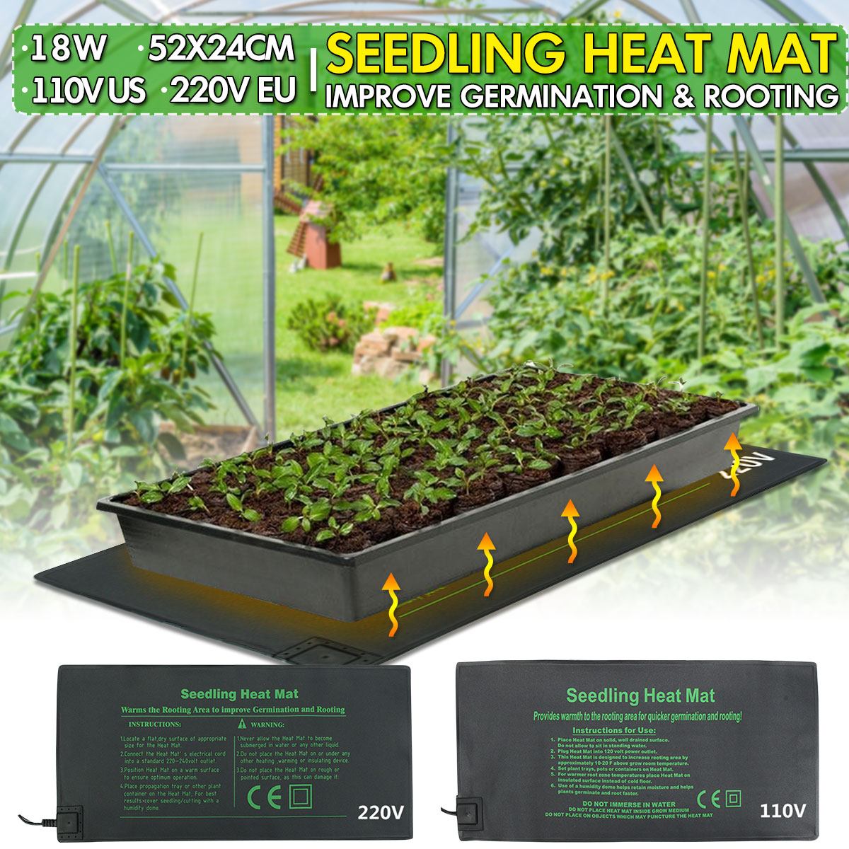 Seedling Heat Mat for Faster Germination - Waterproof Heating Pad