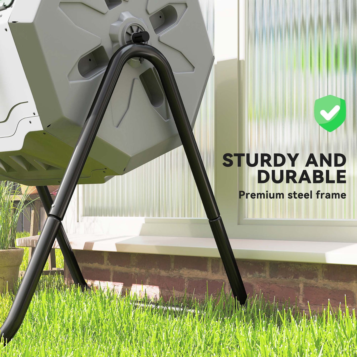 43-Gallon Dual Chamber Tumbling Composter with 360° Rotation