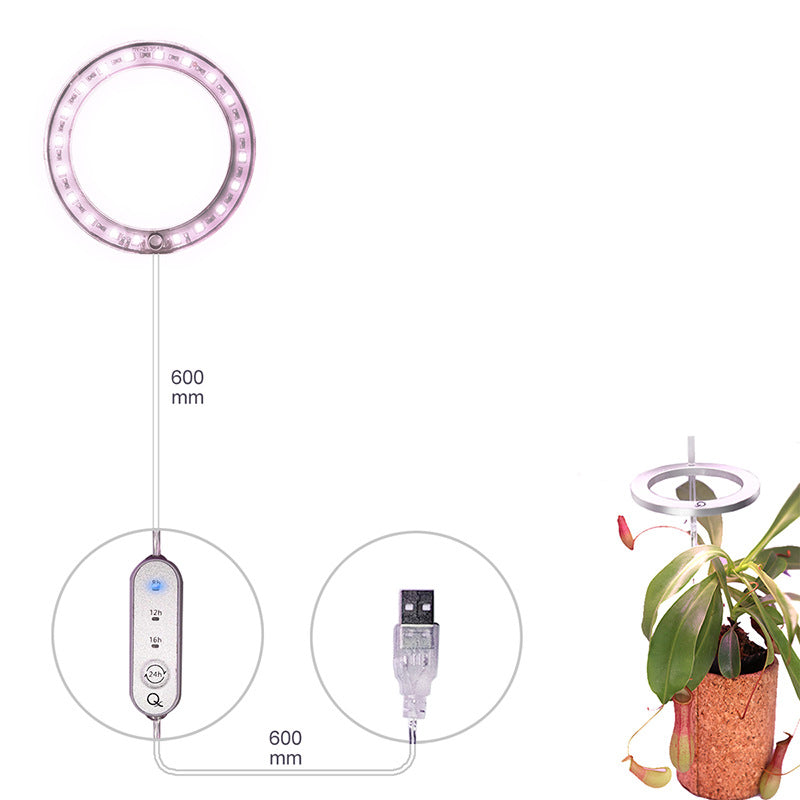 USB LED Grow Light Ring - Full Spectrum Plant Light for Indoor Seedlings