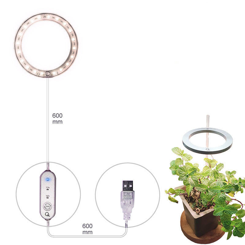 USB LED Grow Light Ring - Full Spectrum Plant Light for Indoor Seedlings