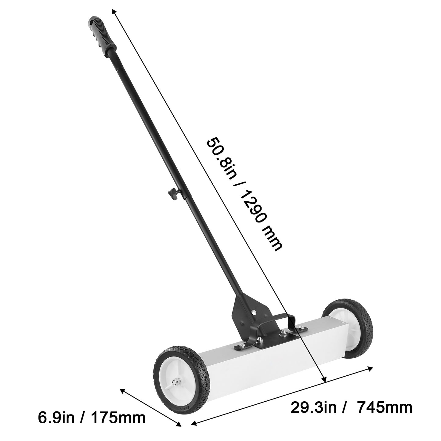 VEVOR 50lb Magnetic Sweeper - 24" Rolling Push-Type with Telescoping Handle
