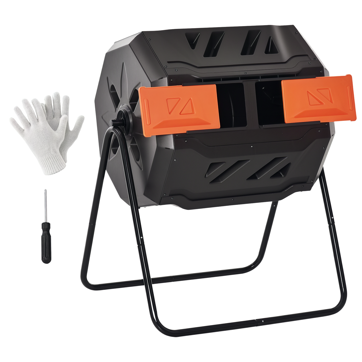 Dual Chamber Rotating Compost Bin 43 Gallon Outdoor Tumbling Composter