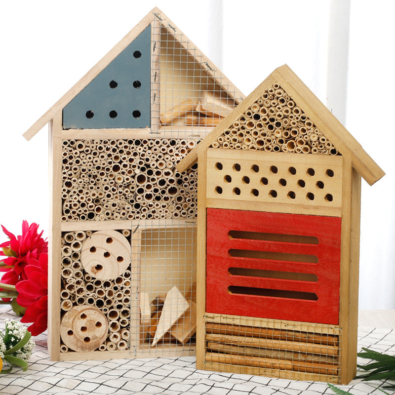 Mason Bee House & Insect Hotel | Handcrafted Pine Pollinator Habitat for Garden