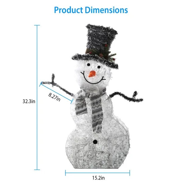 LED Lighted Christmas Snowman Decoration 32" Outdoor Indoor with Warm Lights