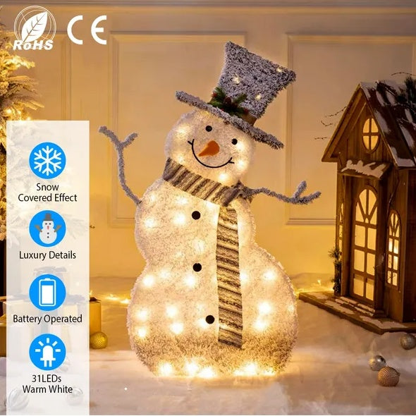 LED Lighted Christmas Snowman Decoration 32" Outdoor Indoor with Warm Lights