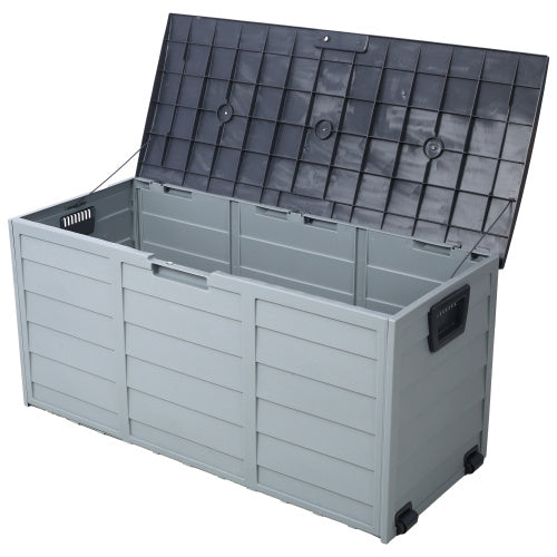75-Gallon Resin Deck Box with Wheels – Weatherproof Outdoor Storage