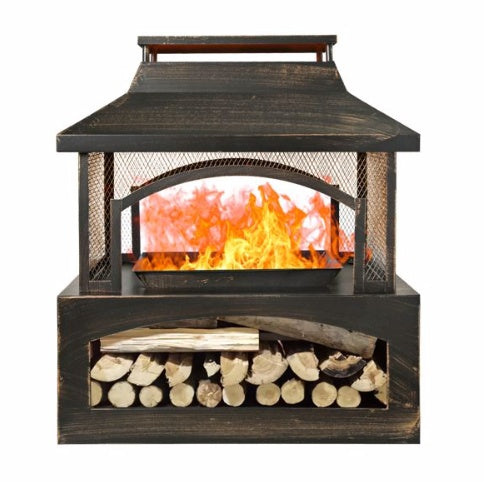 37" Rectangular Metal Outdoor Wood Burning Fireplace