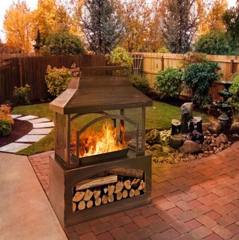 37" Rectangular Metal Outdoor Wood Burning Fireplace