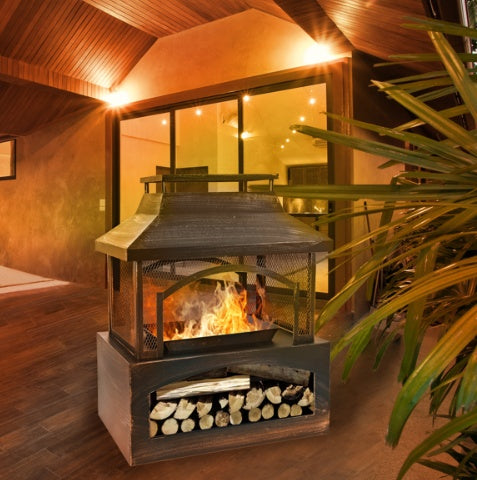 37" Rectangular Metal Outdoor Wood Burning Fireplace