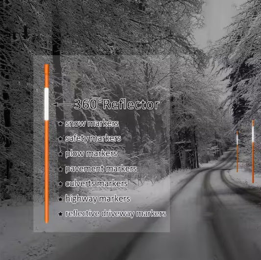 Reflective Snow Marker Stakes - 50 Pack, 36" Orange Driveway Markers