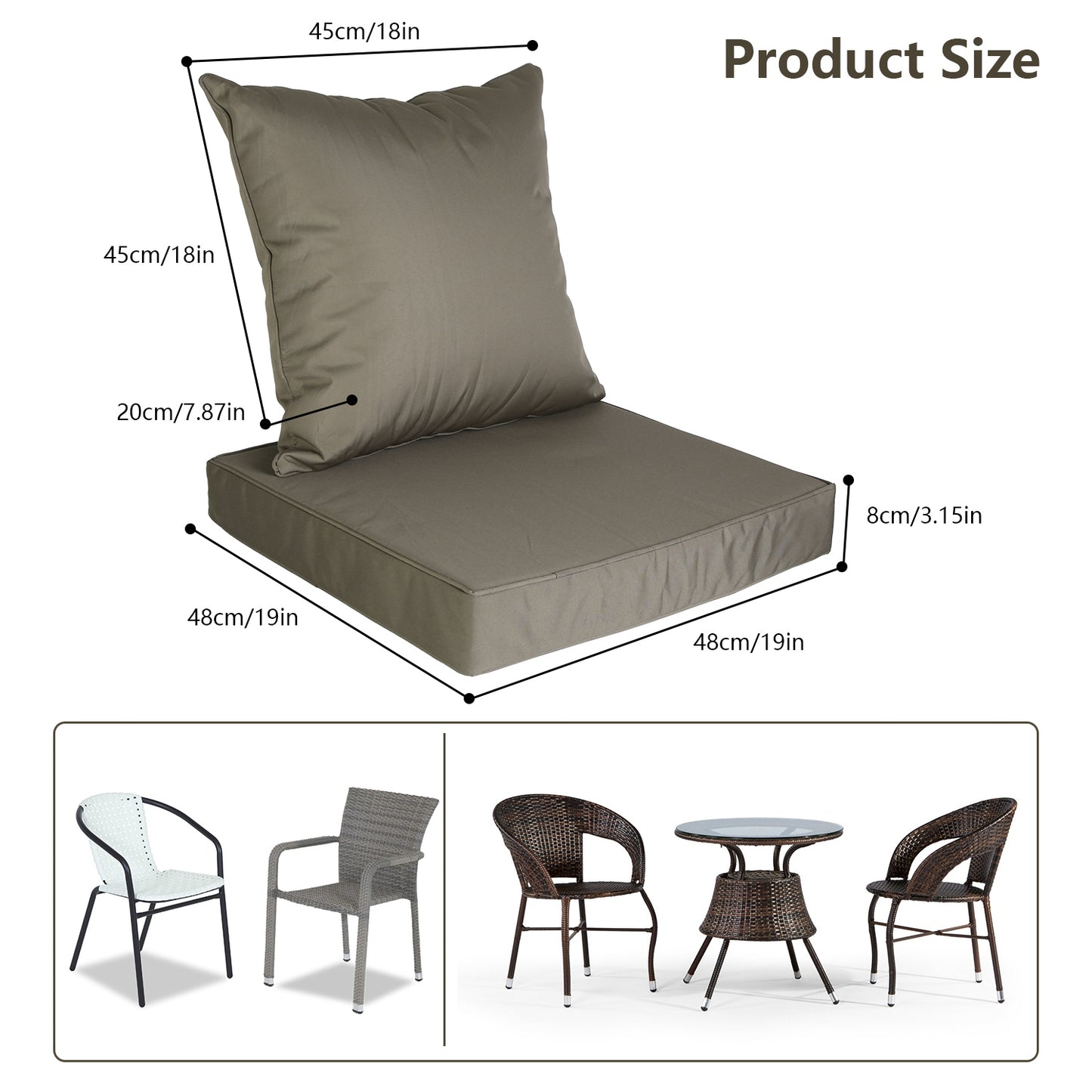 Outdoor Deep Seat Cushion & Back Pillow Set – Waterproof, UV-Resistant, 4 Colors - Rooted Supplies