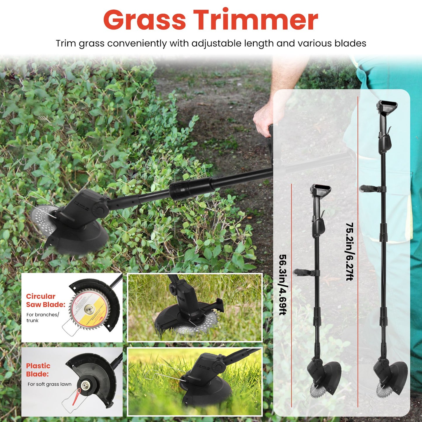 3-in-1 Cordless Pole Saw Chainsaw and Grass Trimmer Kit