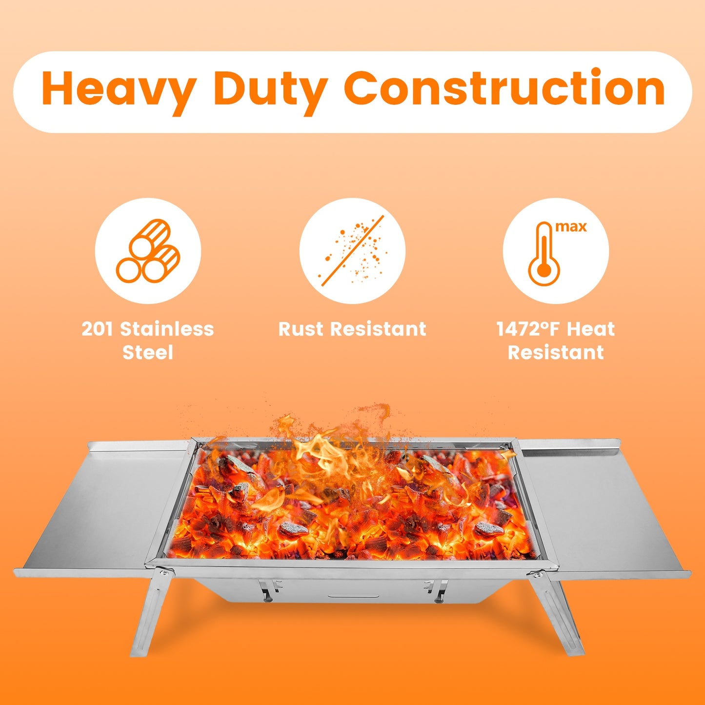 3-in-1 Foldable Charcoal Grill & Fire Pit - Portable BBQ for Camping