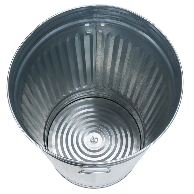 31 Gallon Silver/Galvanized Metal Indoor/Outdoor Kitchen Detached Lid Trash Can