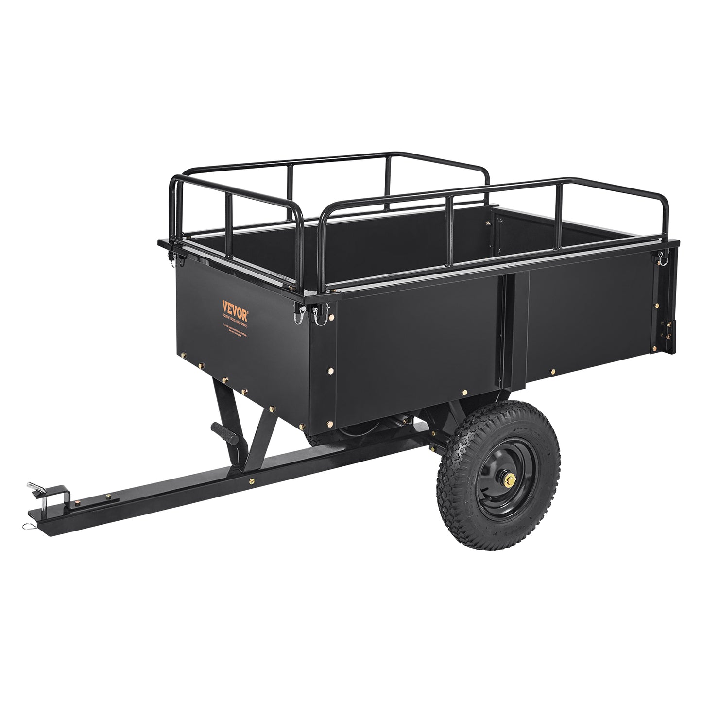 VEVOR 750 LB Lawn Tractor Dump Cart - 15 Cu Ft Heavy Duty Steel Trailer