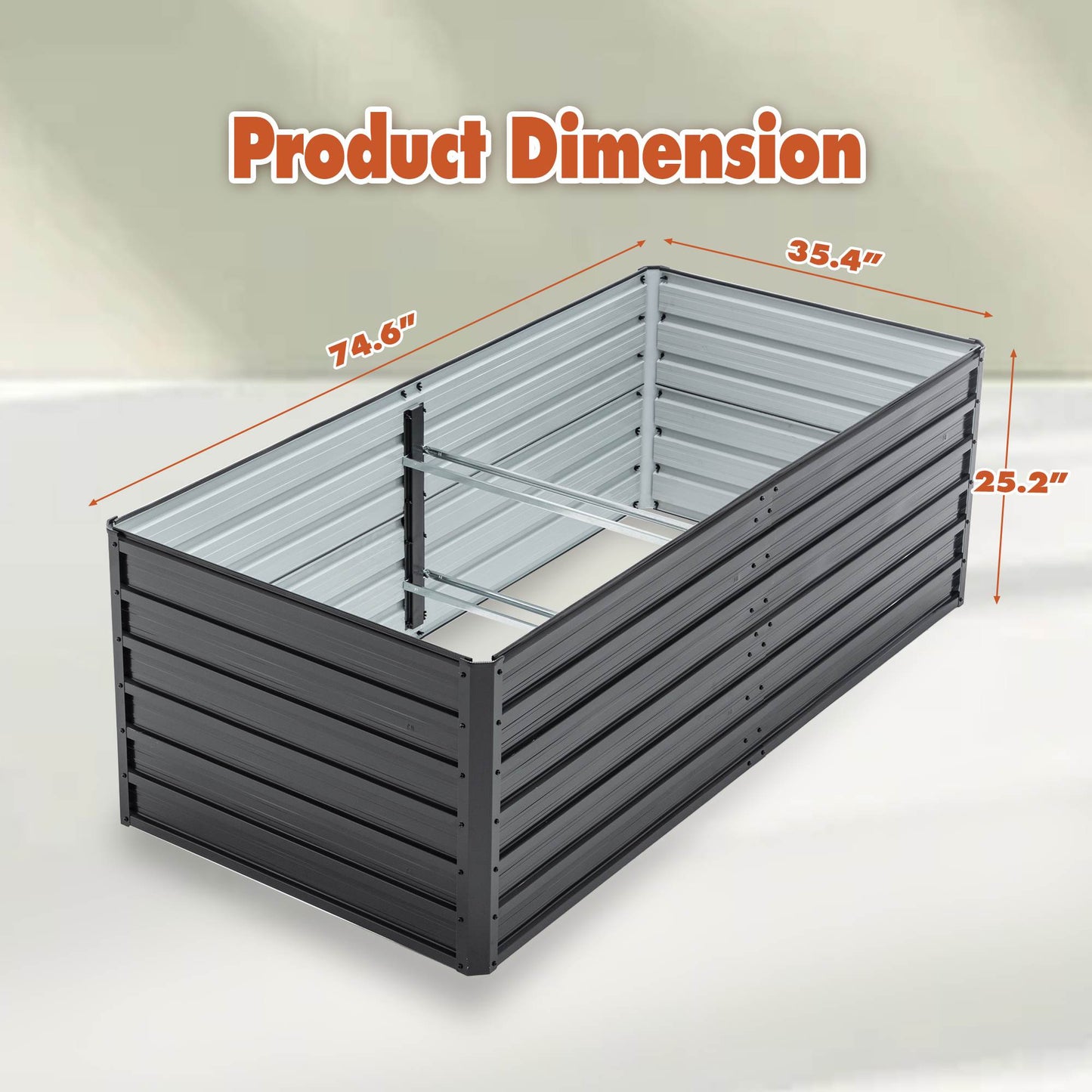 Galvanized Raised Garden Bed Kit - Heavy Duty Metal Planter Bed - Black