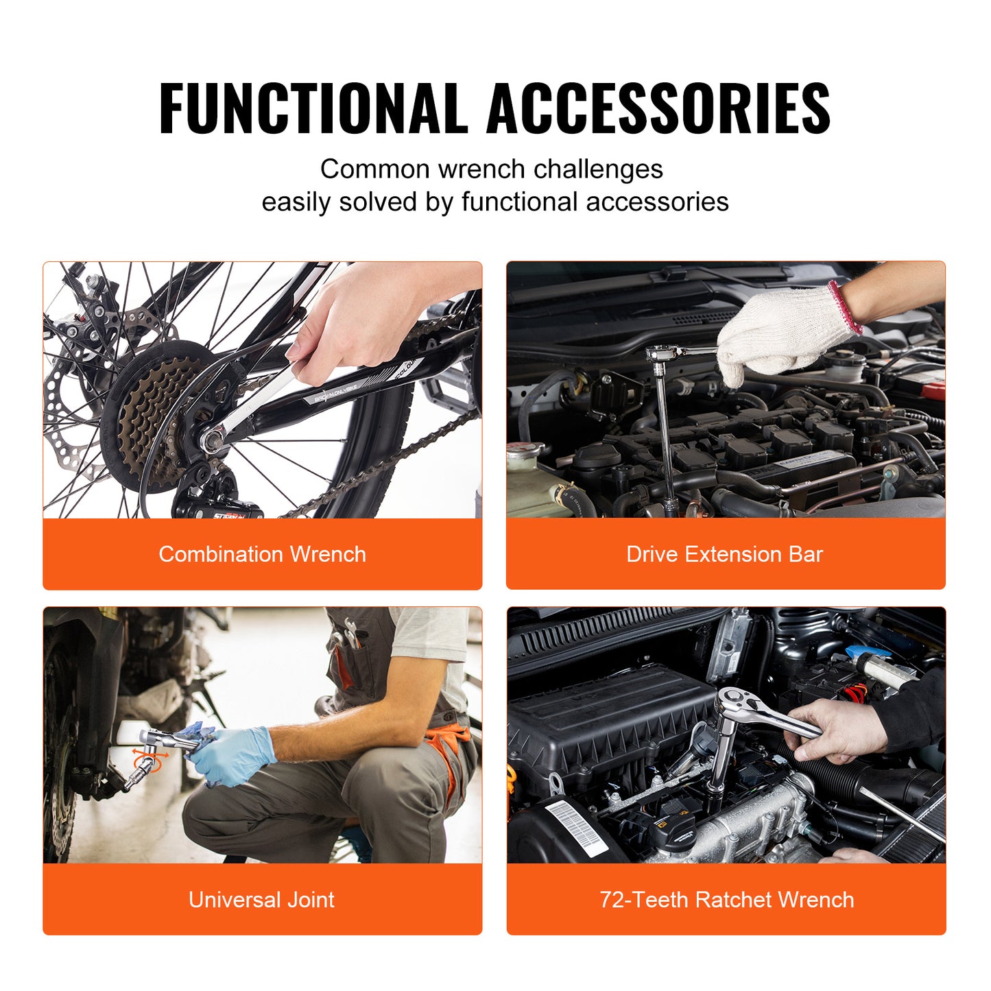 VEVOR 145-Piece Mechanics Tool Set – SAE & Metric Socket Set with Storage Case