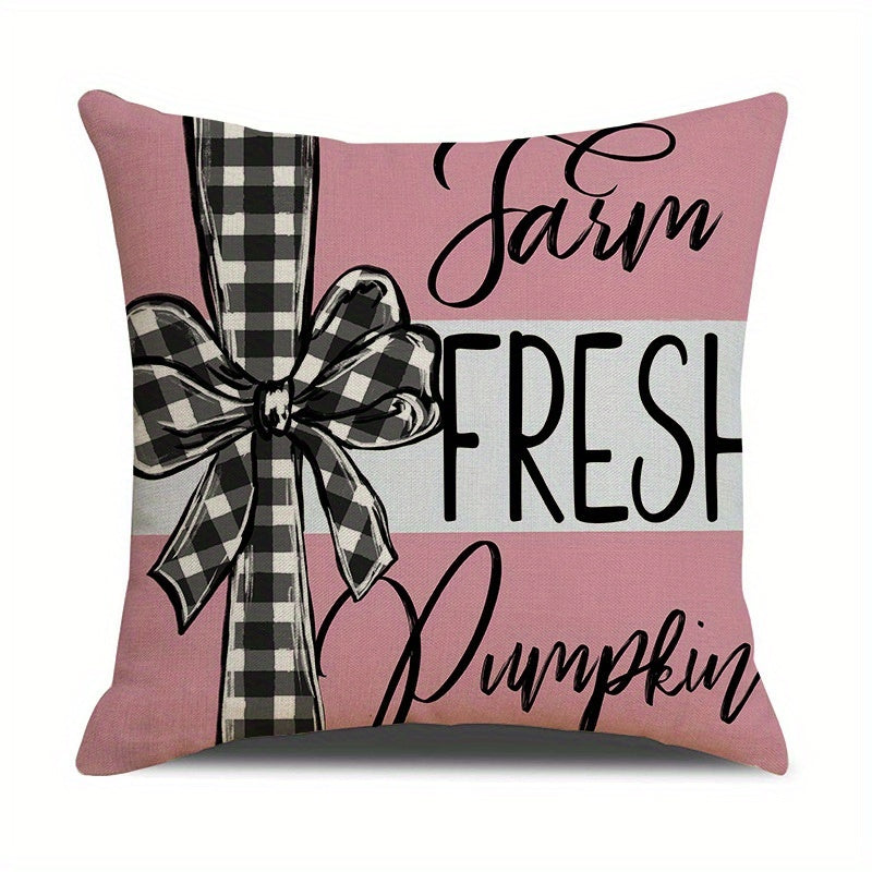 Fall Pumpkin & Maple Leaf Pillow Covers 18x18 - 4 Pack Farmhouse Autumn Decor