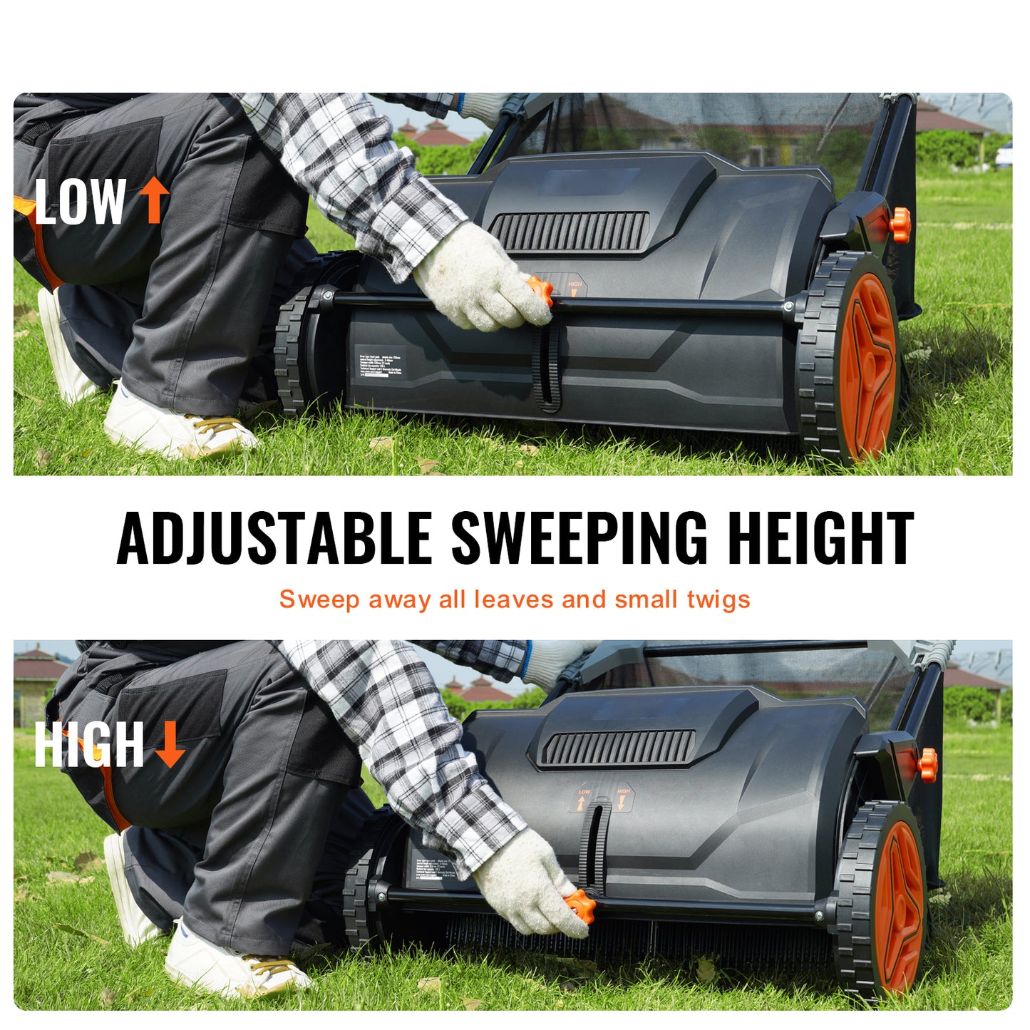21" Push Lawn Sweeper with 3.5 Cu Ft Hopper for Leaves & Grass